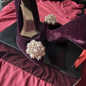 Ted Baker Purple Velvet Crystal Embellished Heels